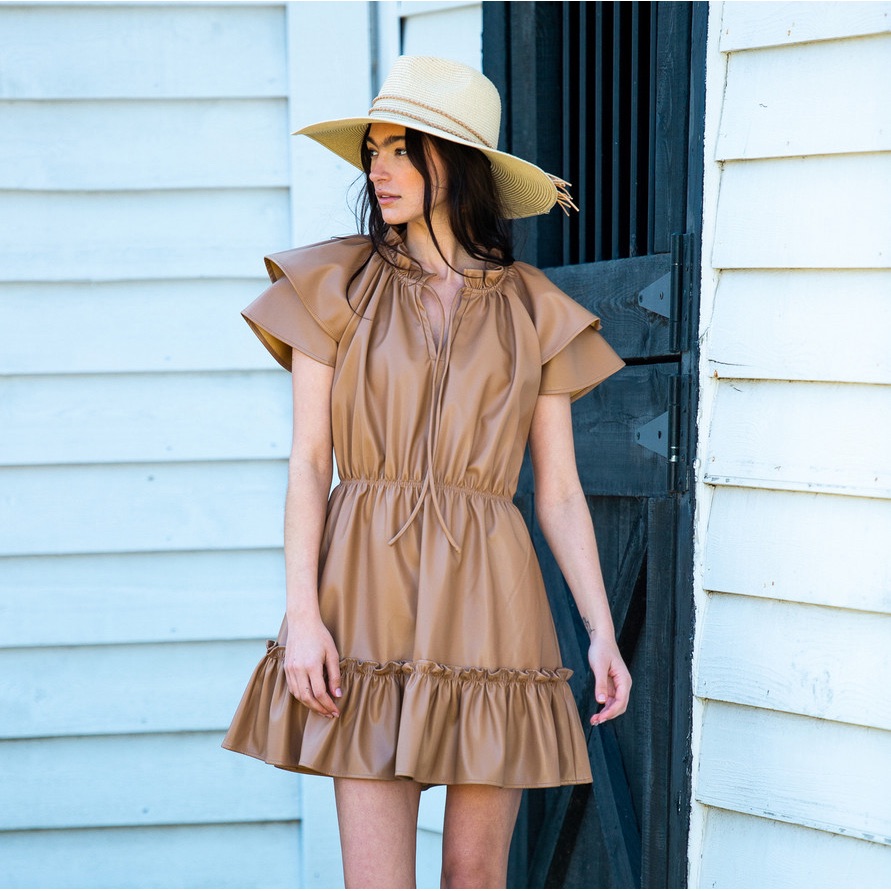 Elegant Tan Mini Dress
